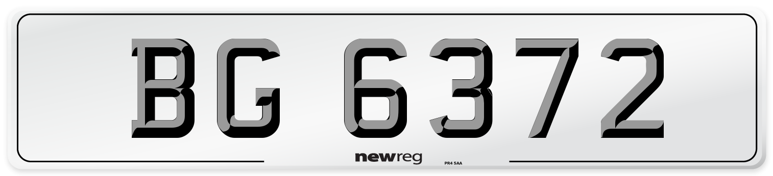 BG 6372 Number Plate from New Reg